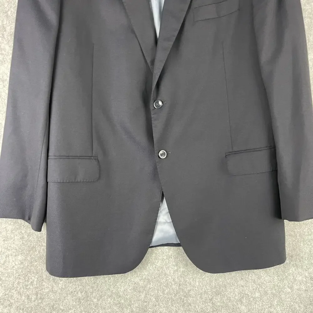 J Hilburn Wool Blazer Sport Coat Mens 46R‎ Navy Blue Guabello Italian 2 Button